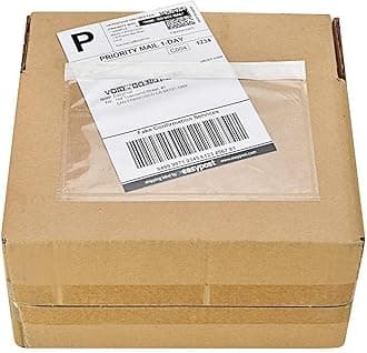 9527 Product 7.5" X 5.5" Clear Adhesive Top Loading Packing List/Shipping Label Envelopes 200 Pack White