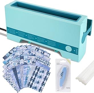 Thermal Binding Machine Kit Includes 110v Cinch Binding Machine Double Sided Tape Dots 20 Glue Strips 50 Scrapbook Paper for DIY Journals Notebooks Photo Books Documents (Blue,Classic)